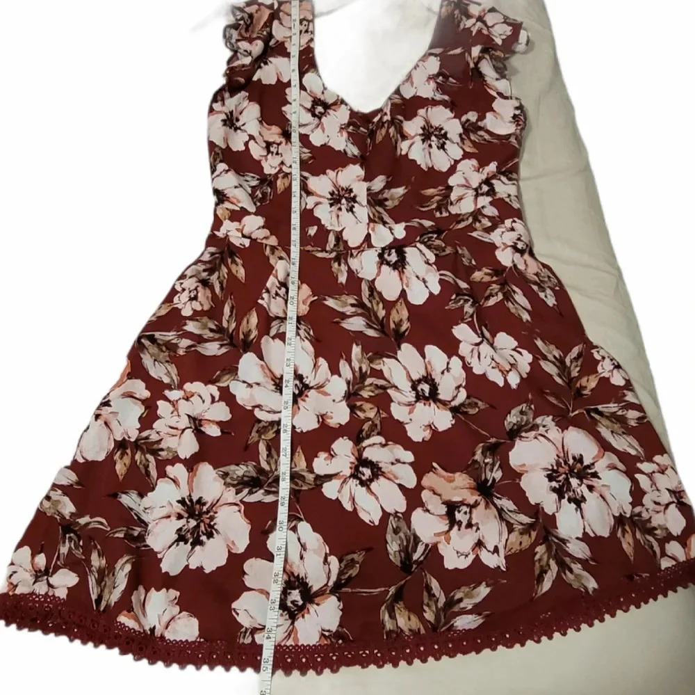Jack by BB Dakota burgundy flower moves mini dress - Picture 6 of 6